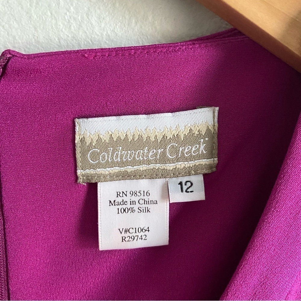 Coldwater Creek Fuchsia Pink Silk Chiffon Sheath Dress and Shrug Set Size 12 - Picture 4 of 5